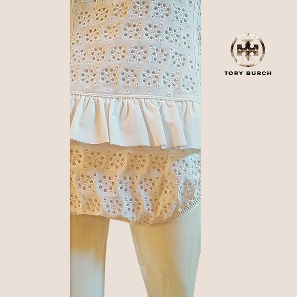 TORY BURCH NEW BRODERIE ANGLAISE Eyelet Corset Convertible 1-Pc Swimsuit XL - Picture 9 of 11